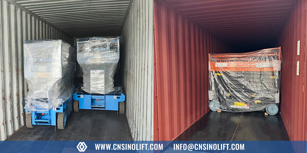 Scissor lift container loading